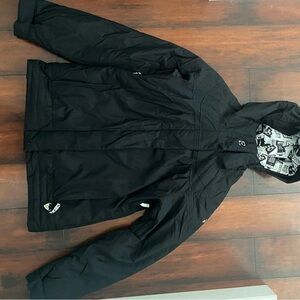 Roxy Black Ski & Snow Jacket with Patterned Hood Lining